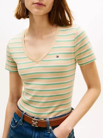 Camiseta Favorite de cuello en V a rayas