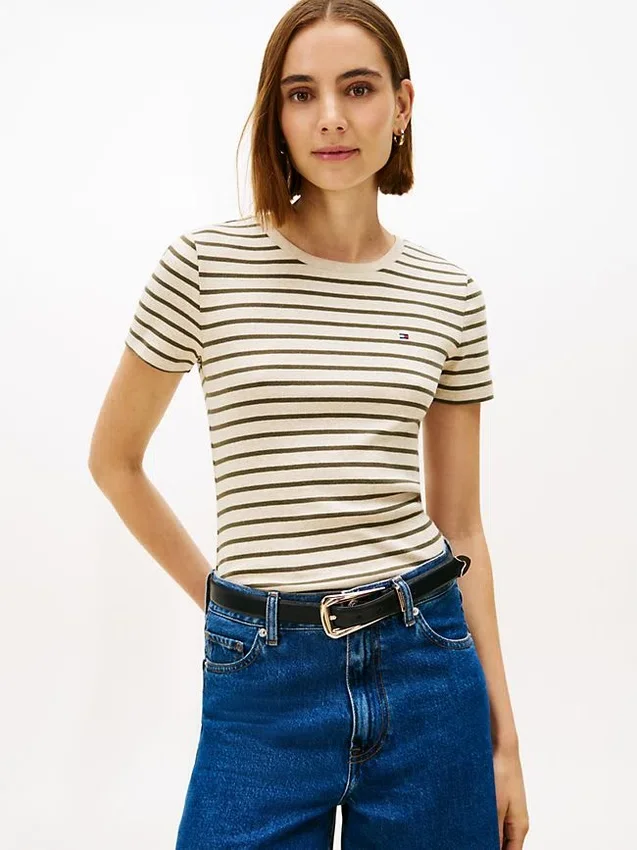 Camiseta Favorite de cuello redondo a rayas Camiseta Favorite de cuello redondo a rayas