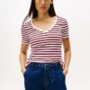 Camiseta Favorite de rayas con cuello en V Camiseta Favorite de rayas con cuello en V