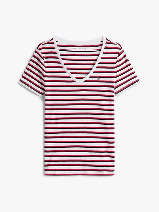 Camiseta Favorite de rayas con cuello en V Camiseta Favorite de rayas con cuello en V