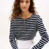 Camiseta Henley de algodón entrelazado de corte holgado