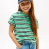 Camiseta infantil a rayas con bolsillo