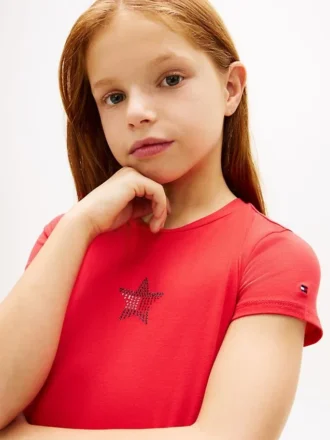 Camiseta infantil con estrella y bandera de strass