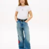 Camiseta infantil con estrella y bandera de strass Camiseta infantil con estrella y bandera de strass