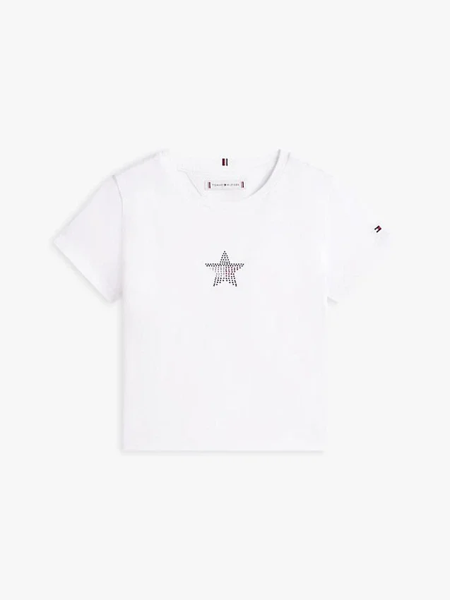 Camiseta infantil con estrella y bandera de strass Camiseta infantil con estrella y bandera de strass