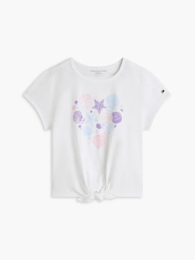 Camiseta infantil con lazo delantero y concha Camiseta infantil con lazo delantero y concha
