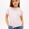 Camiseta infantil con lazo delantero y logotipo de Hilfiger Camiseta infantil con lazo delantero y logotipo de Hilfiger