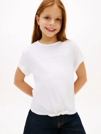 Camiseta infantil con lazo delantero y logotipo de Hilfiger