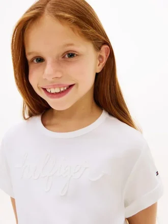 Camiseta infantil con lazo delantero y logotipo de Hilfiger