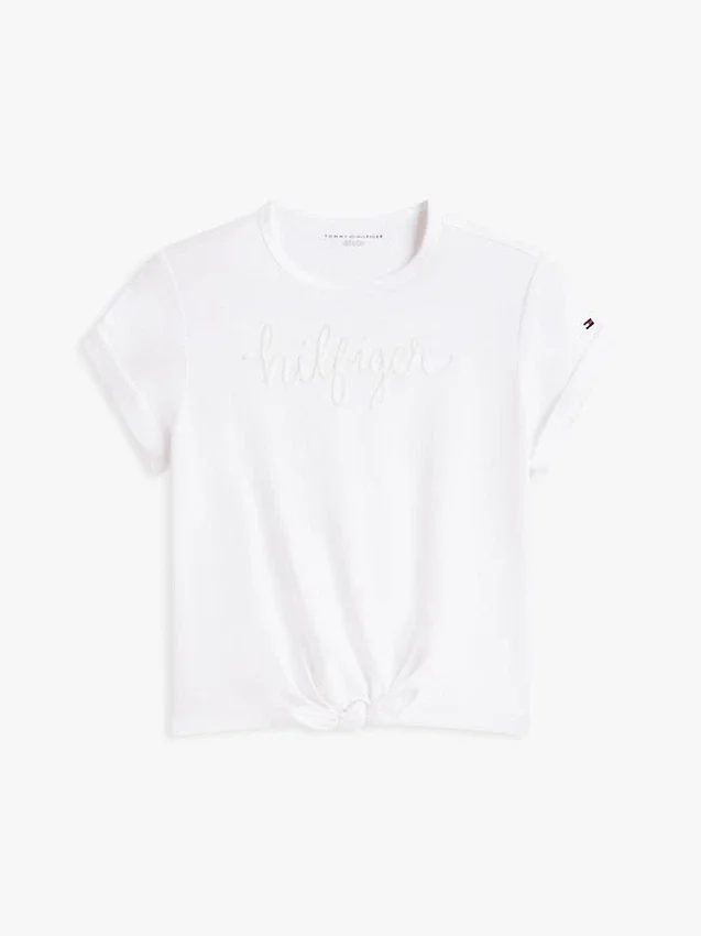 Camiseta infantil con lazo delantero y logotipo de Hilfiger Camiseta infantil con lazo delantero y logotipo de Hilfiger