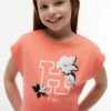 Camiseta infantil con logo floral de lentejuelas Camiseta infantil con logo floral de lentejuelas