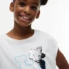 Camiseta infantil con logo floral de lentejuelas Camiseta infantil con logo floral de lentejuelas