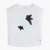 Camiseta infantil con logo floral de lentejuelas Camiseta infantil con logo floral de lentejuelas