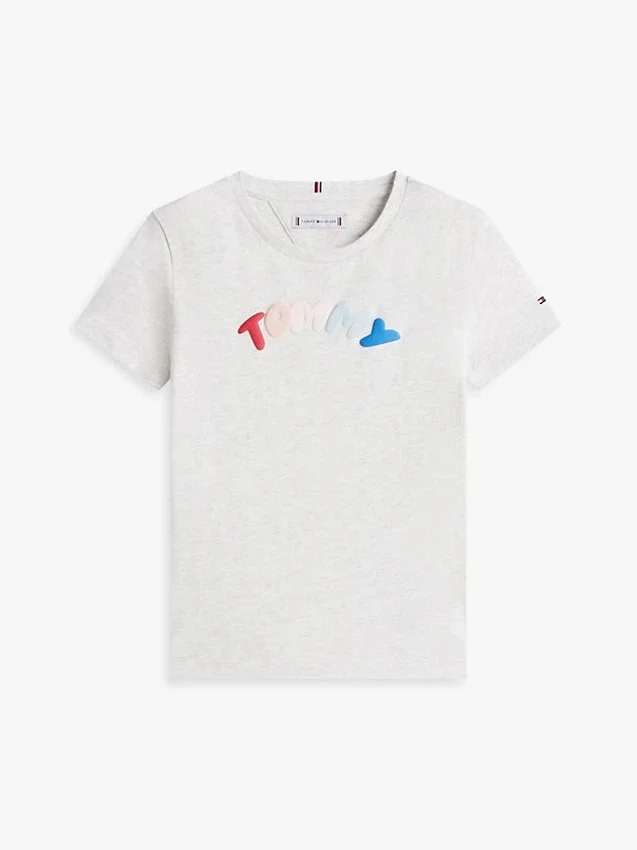 Camiseta infantil con logo multicolor en relieve Camiseta infantil con logo multicolor en relieve