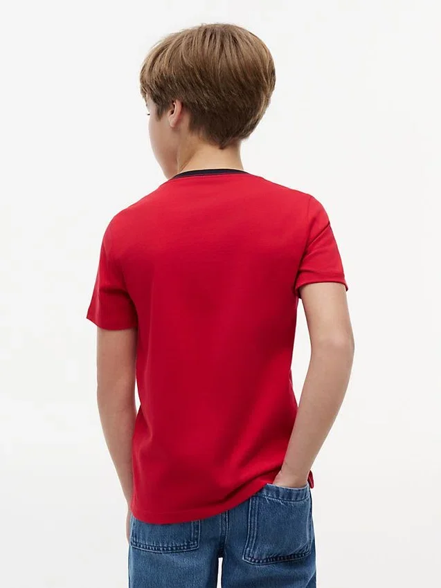 Camiseta infantil con logotipo y rayas de bandera Camiseta infantil con logotipo y rayas de bandera