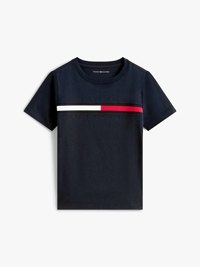 Camiseta infantil con logotipo y rayas de bandera Camiseta infantil con logotipo y rayas de bandera