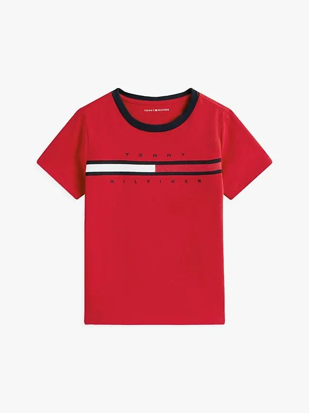 Camiseta infantil con logotipo y rayas de bandera Camiseta infantil con logotipo y rayas de bandera