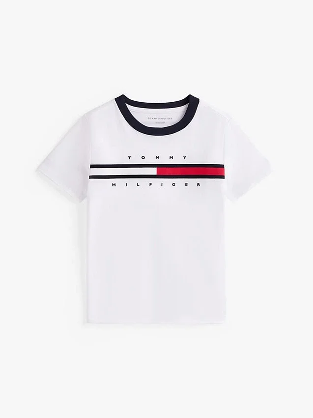 Camiseta infantil con logotipo y rayas de bandera Camiseta infantil con logotipo y rayas de bandera