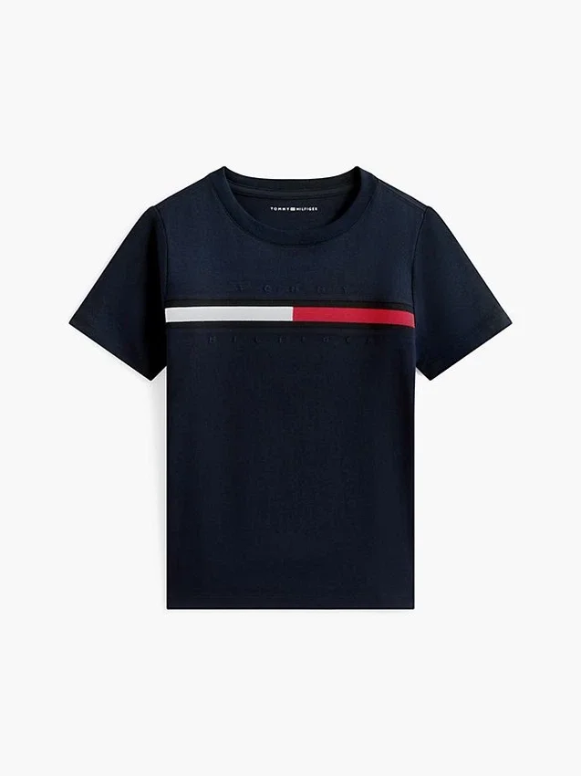 Camiseta infantil con logotipo y rayas de bandera Camiseta infantil con logotipo y rayas de bandera
