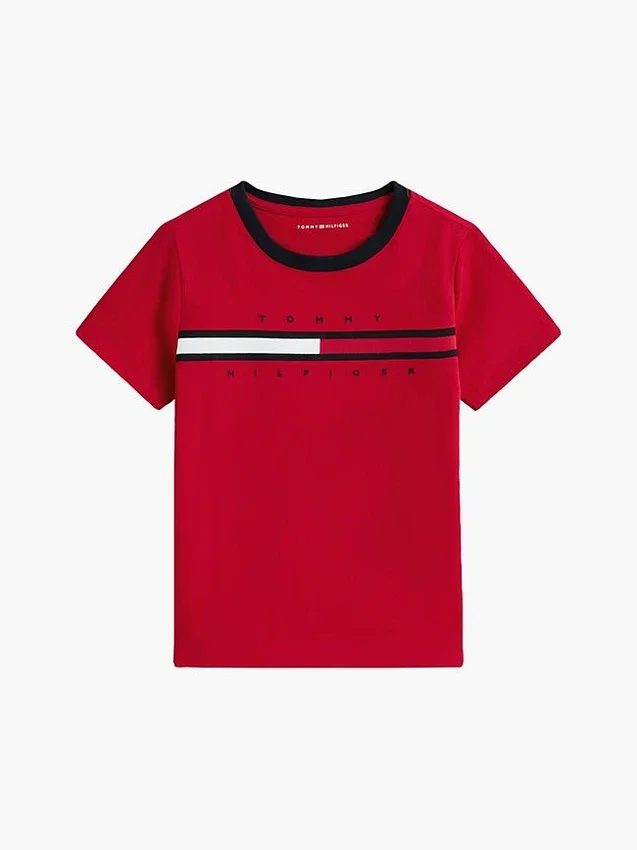 Camiseta infantil con logotipo y rayas de bandera Camiseta infantil con logotipo y rayas de bandera