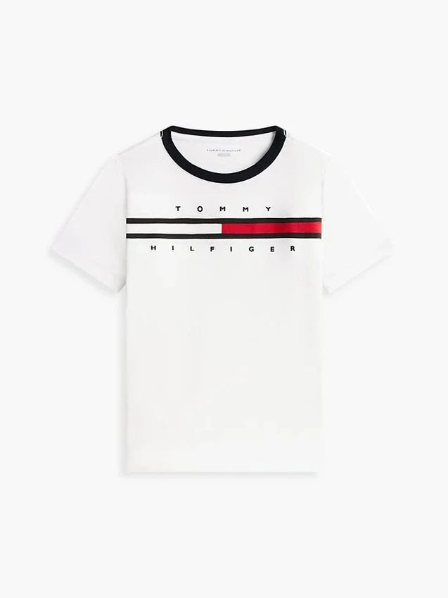 Camiseta infantil con logotipo y rayas de bandera Camiseta infantil con logotipo y rayas de bandera