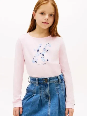 Camiseta infantil con monograma floral