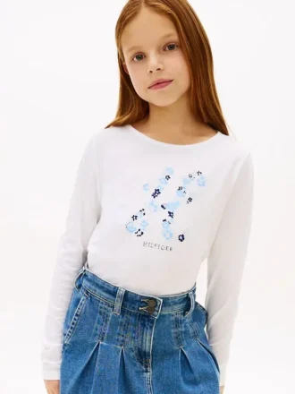 Camiseta infantil con monograma floral