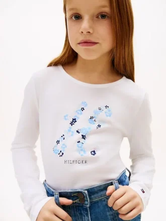 Camiseta infantil con monograma floral