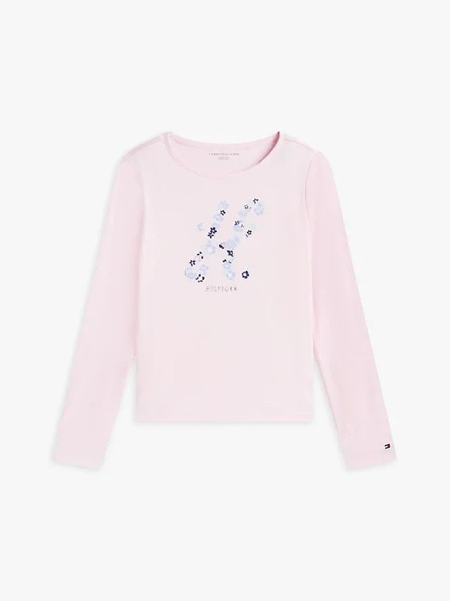 Camiseta infantil con monograma floral Camiseta infantil con monograma floral
