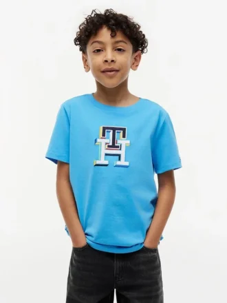 Camiseta infantil con monograma multicolor
