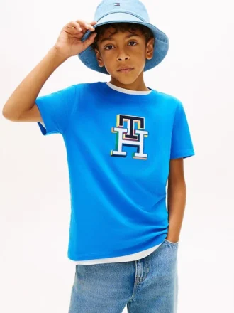 Camiseta infantil con monograma multicolor