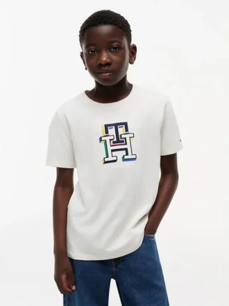 Camiseta infantil con monograma multicolor