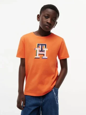 Camiseta infantil con monograma multicolor