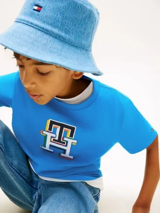 Camiseta infantil con monograma multicolor