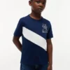 Camiseta infantil con rayas y logotipo Camiseta infantil con rayas y logotipo