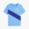 Camiseta infantil con rayas y logotipo Camiseta infantil con rayas y logotipo