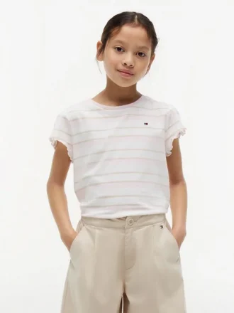 Camiseta infantil de rayas con ribete en las mangas