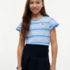 Camiseta infantil de rayas con ribete en las mangas