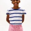Camiseta infantil de rayas con ribete en las mangas Camiseta infantil de rayas con ribete en las mangas