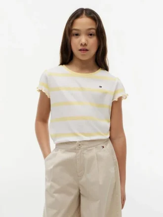 Camiseta infantil de rayas con ribete en las mangas