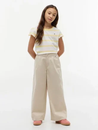 Camiseta infantil de rayas con ribete en las mangas