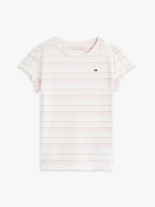 Camiseta infantil de rayas con ribete en las mangas Camiseta infantil de rayas con ribete en las mangas