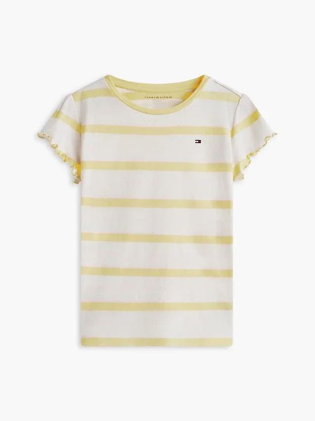 Camiseta infantil de rayas con ribete en las mangas Camiseta infantil de rayas con ribete en las mangas
