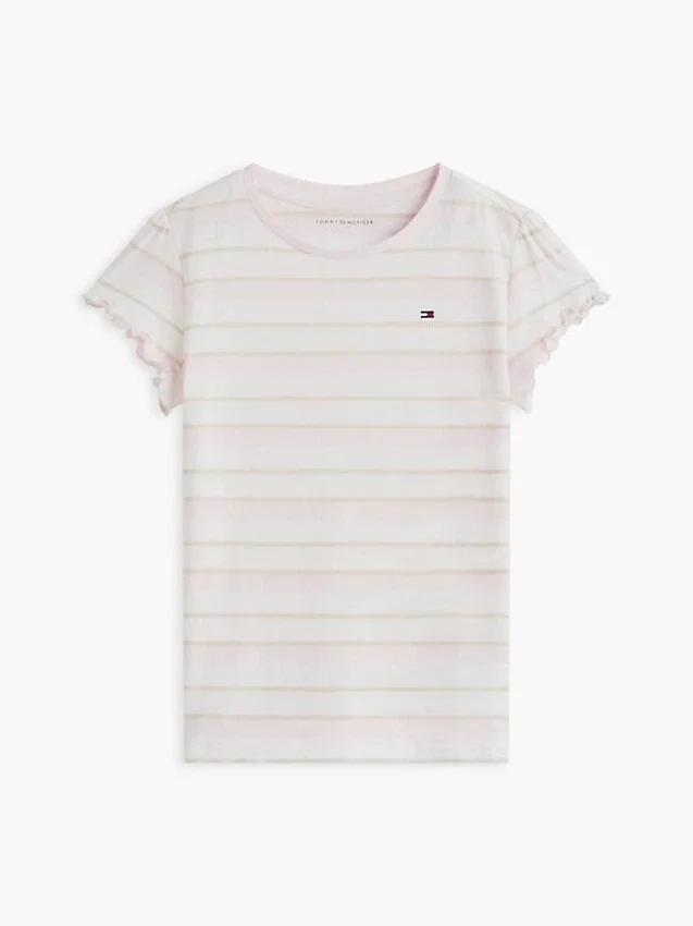 Camiseta infantil de rayas con ribete en las mangas Camiseta infantil de rayas con ribete en las mangas