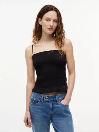 Camiseta sin mangas ajustada con fruncidos de Tommy Jeans