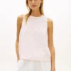 Camiseta sin mangas con botones en la espalda de mezcla de lino