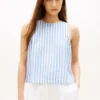 Camiseta sin mangas con botones en la espalda de mezcla de lino