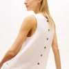 Camiseta sin mangas con botones en la espalda de mezcla de lino
