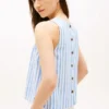Camiseta sin mangas con botones en la espalda de mezcla de lino