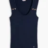 Camiseta sin mangas de corte entallado con botones dorados de estilo náutico